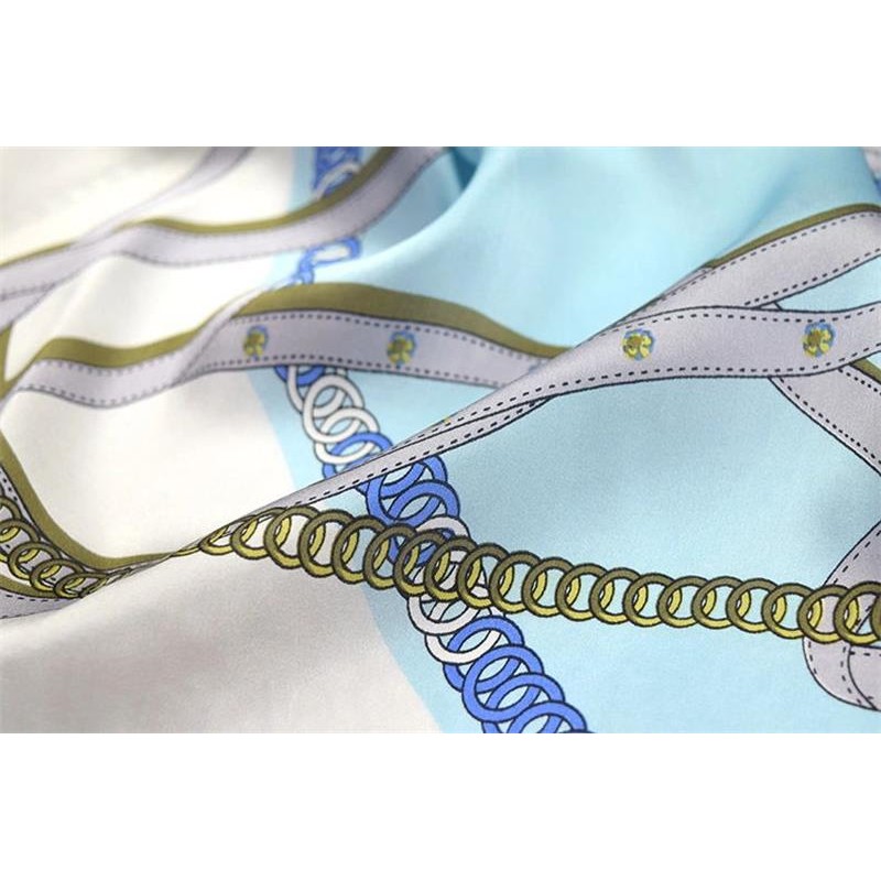Silk Scarf 100 SILK Blue PRINTSCARF 55X 173 CM Natural Fabric High Quality Free Shipping